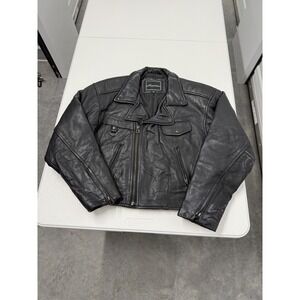 Noveaux Black Leather Motorcycle Jacket Mens Size M Biker Style Moto